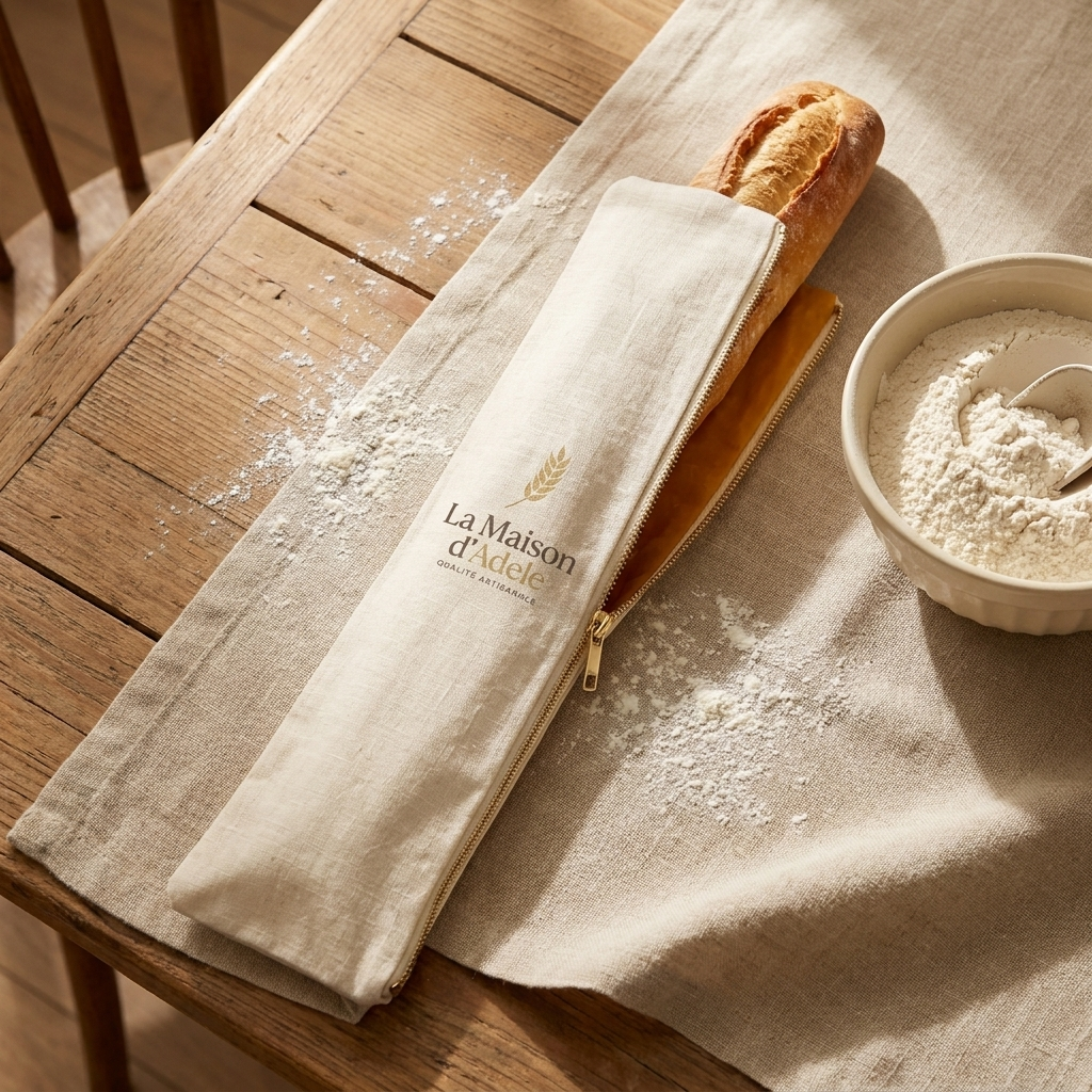 Sac à Baguette en Coton et Cire d'Abeille La Maison d'Adèle - 70x10 cm