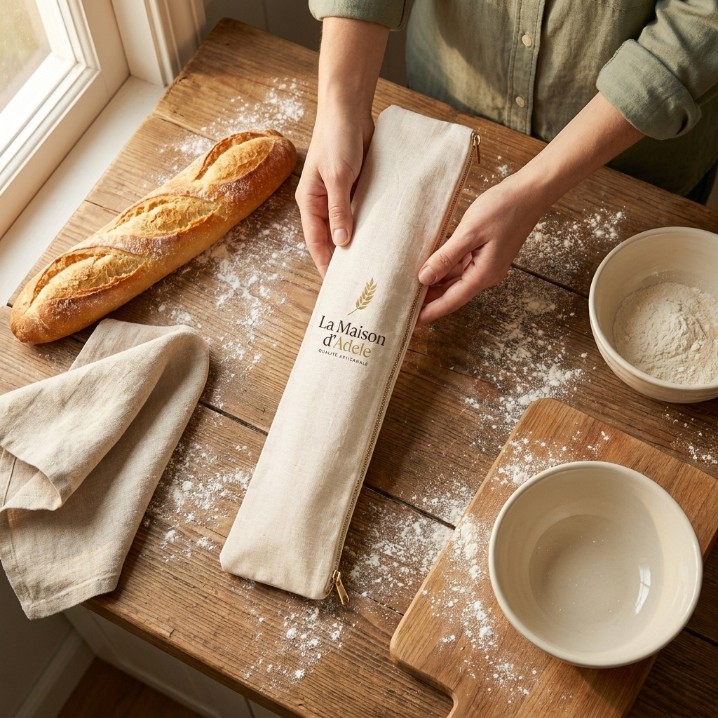 Sac à Baguette en Coton et Cire d'Abeille La Maison d'Adèle - 70x10 cm