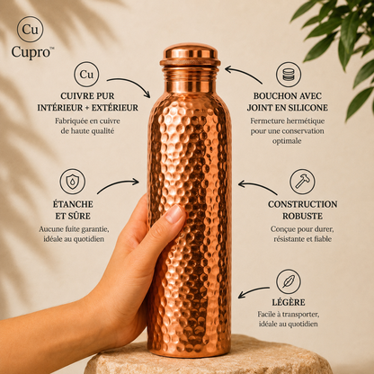 Gourde en Cuivre Pur Cupro™ | L'Eau Purifiée Naturellement, Sans Plastique