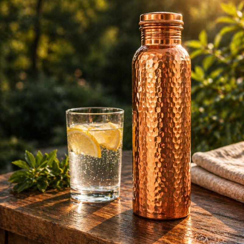 Gourde en Cuivre Pur Cupro™ | L'Eau Purifiée Naturellement, Sans Plastique