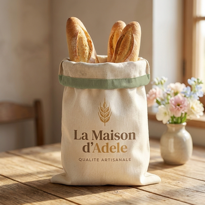 Sac à Pain en Cire d'Abeille La Maison d'Adèle - Format 30 x 40 cm