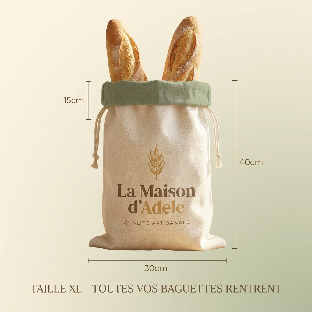 Sac à Pain en Cire d'Abeille La Maison d'Adèle - Format 30 x 40 cm