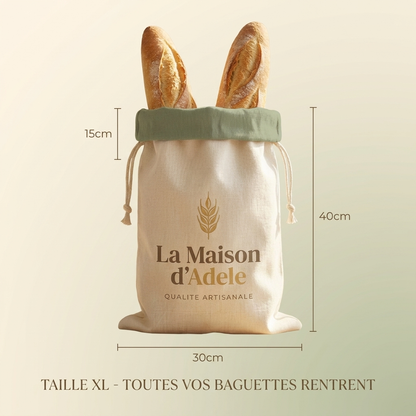 Sac à Pain en Cire d'Abeille La Maison d'Adèle - Format 30 x 40 cm