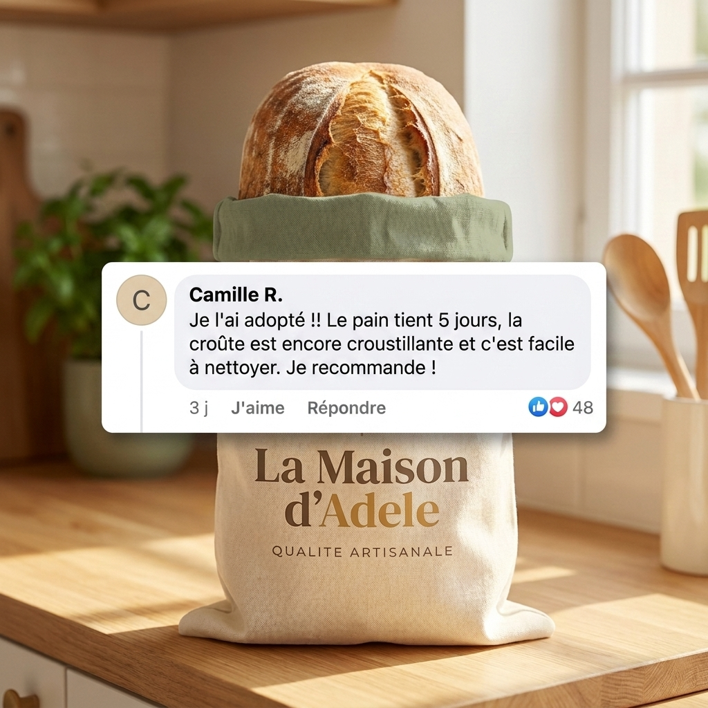 Sac à Pain en Cire d'Abeille La Maison d'Adèle - Format 30 x 40 cm
