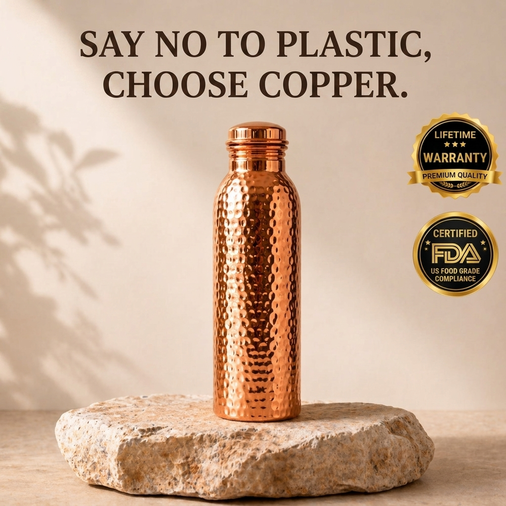 Cupro™ Hand-Hammered Pure Copper Water Bottle