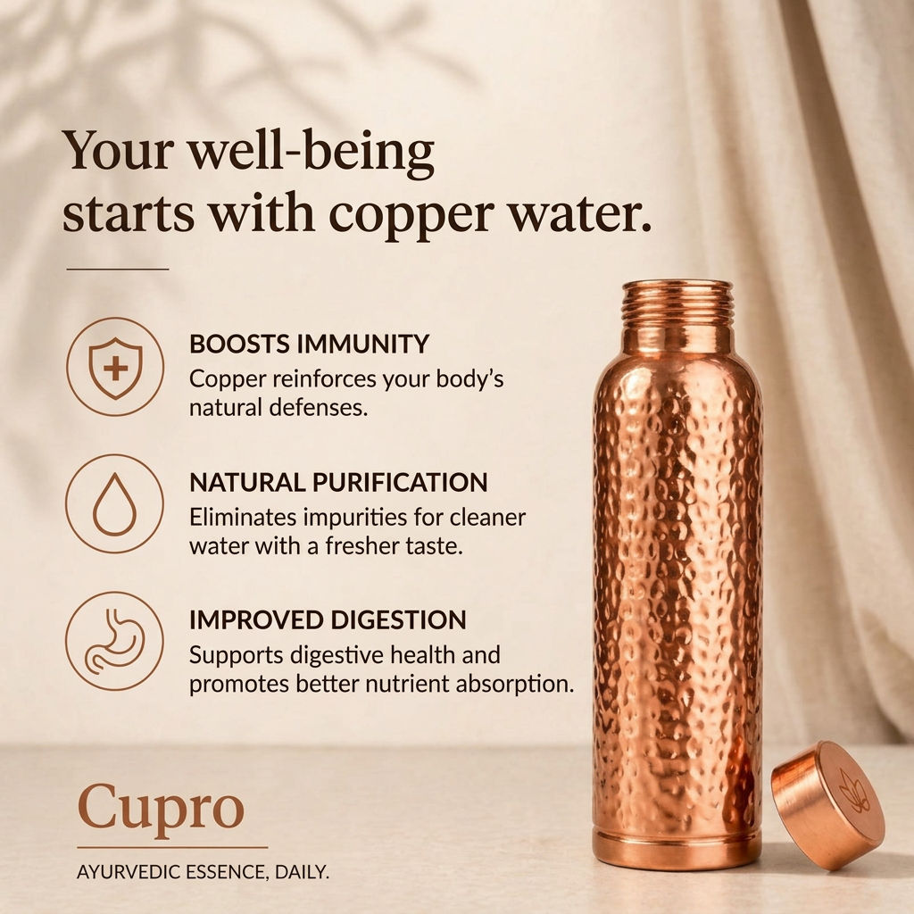 Cupro™ Hand-Hammered Pure Copper Water Bottle