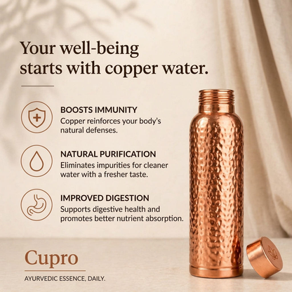 Cupro™ Hand-Hammered Pure Copper Water Bottle