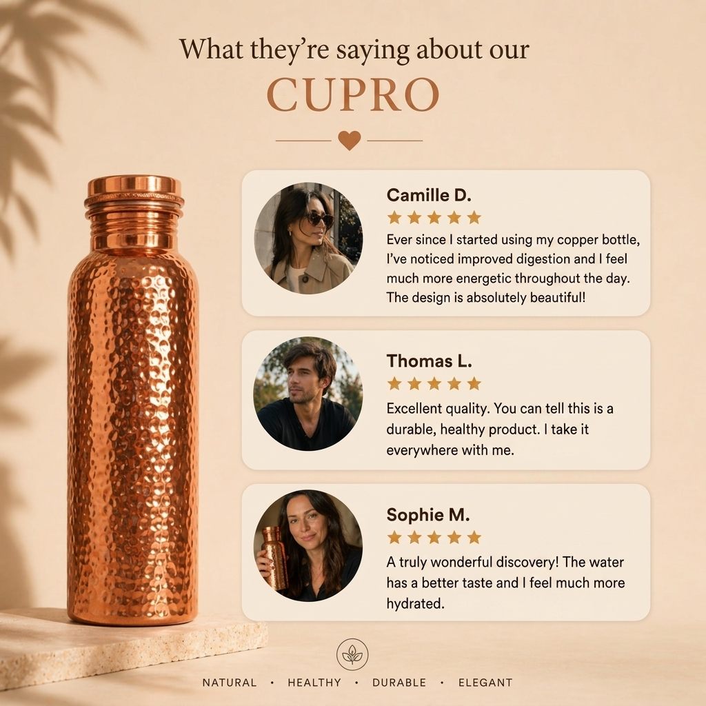 Cupro™ Hand-Hammered Pure Copper Water Bottle