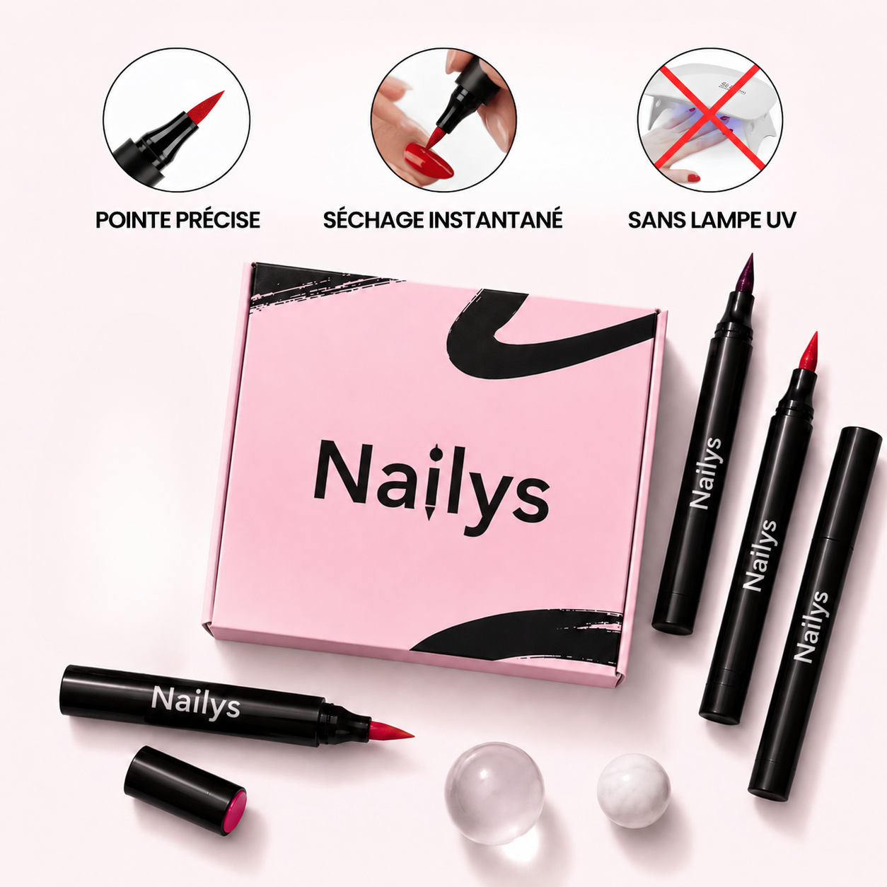 5 stylos vernis à ongles effet gel sans lampe UV | Nailys™